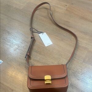 Mango Brown Crossbody Bag with Gold Hardware